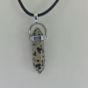 Chic Dalmatian Stone Pendant Necklace with Silver Detail